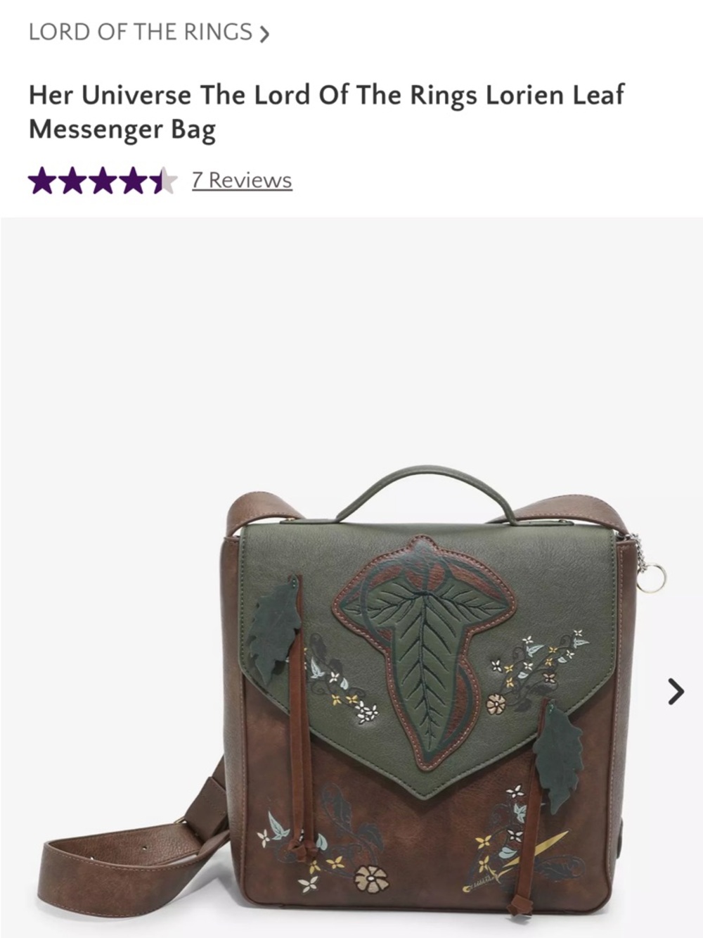 Her Universe Brown & Green Lorien Leaf Messenger Bag